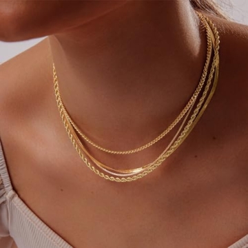 HERIER Gold Layered Necklace Set for Women - Elegant and Versatile