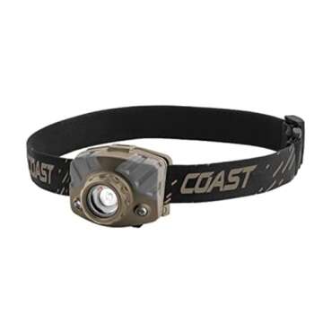 Coast® FL68 415 Lumen Tri-Color (White/Green/Red) LED Headlamp, Batteries and Hard Hat Clips Included