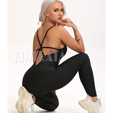 KIWI RATA Womens Backless Jumpsuit for Workouts and Casual Wear