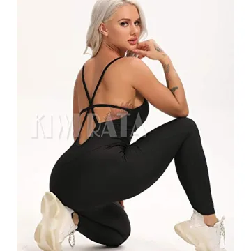 KIWI RATA Womens Backless Jumpsuit for Workouts and Casual Wear
