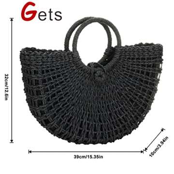 Handwoven Rattan Tote Bag for Women - Chic Straw Bag