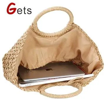 Handwoven Rattan Tote Bag for Women - Chic Straw Bag