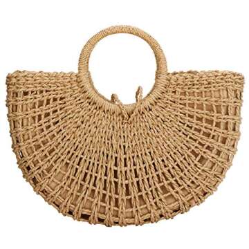 Handwoven Rattan Tote Bag for Women - Chic Straw Bag