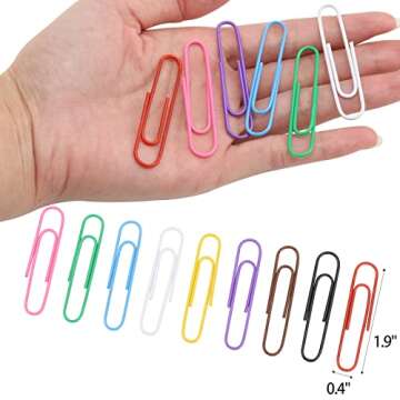 400 Pcs Colored Medium Jumbo Paper Clips for Organization