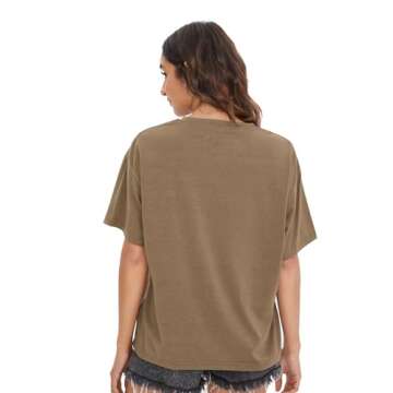 SOLY HUX Women's Graphic Tees Cute Print Short Sleeve Tee Preppy Clothes Casual Vintage Summer Oversized T Shirt Top Mocha Brown M