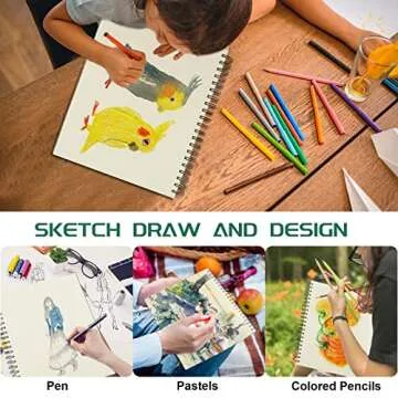 Sketch Book 5.5 X 8.5, Spiral Sketchbook Pack of 2, SuFly 200 Sheets (68 lb/100gsm) Acid Free Sketch Pads for Drawing for Adults Spiral Bound with Hard Cover for Kids & Adults, 100 Sheets Each