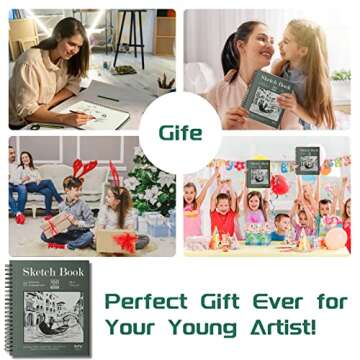 Sketch Book 5.5 X 8.5, Spiral Sketchbook Pack of 2, SuFly 200 Sheets (68 lb/100gsm) Acid Free Sketch Pads for Drawing for Adults Spiral Bound with Hard Cover for Kids & Adults, 100 Sheets Each