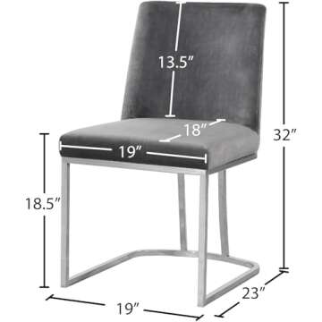 Meridian Velvet Dining Chairs with Chrome Frame Set of 2