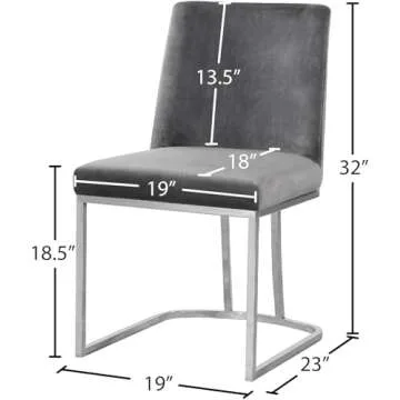 Meridian Velvet Dining Chairs with Chrome Frame Set of 2