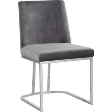 Meridian Velvet Dining Chairs with Chrome Frame Set of 2