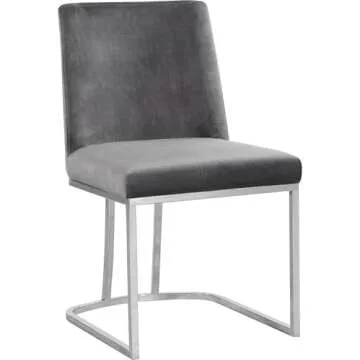 Meridian Velvet Dining Chairs with Chrome Frame Set of 2