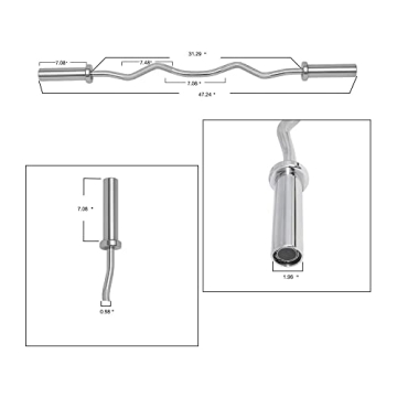 Everyday Essentials Olympic Super Curl Barbell Curl Bar, 48 inch (350 lb Weight Capacity), Silver (CB4S)