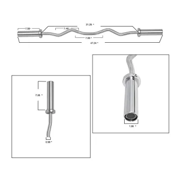 Everyday Essentials Olympic Super Curl Barbell Curl Bar, 48 inch (350 lb Weight Capacity), Silver (CB4S)