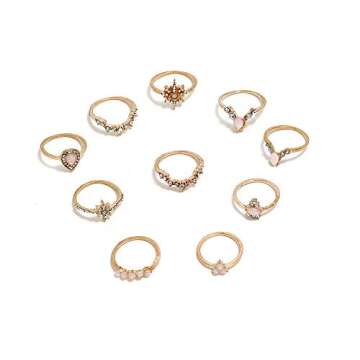 CSIYANJRY99 Cute Rings for Women Teens Gifts Trendy Stuff Stackable Knuckle Rings Set Fashion Things Christmas Gifts Stocking Stuffers Boho Vintage Crystal Aesthetic Jewelry