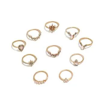 CSIYANJRY99 Cute Rings for Women Teens Gifts Trendy Stuff Stackable Knuckle Rings Set Fashion Things Christmas Gifts Stocking Stuffers Boho Vintage Crystal Aesthetic Jewelry