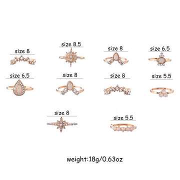 CSIYANJRY99 Cute Rings for Women Teens Gifts Trendy Stuff Stackable Knuckle Rings Set Fashion Things Christmas Gifts Stocking Stuffers Boho Vintage Crystal Aesthetic Jewelry