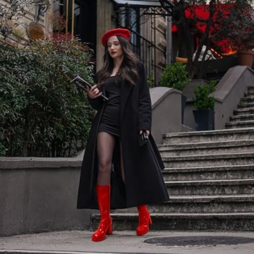 LanreyTaley Knee High Platform Chunky Block Heel Boots