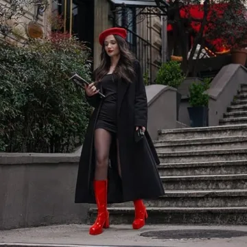 LanreyTaley Knee High Platform Chunky Block Heel Boots