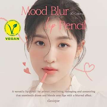dasique Mood Blur Lip Pencil | A smooth creamy texture with hydration | Multipurpose for cheeks | Vegan (07 Rose Cream)