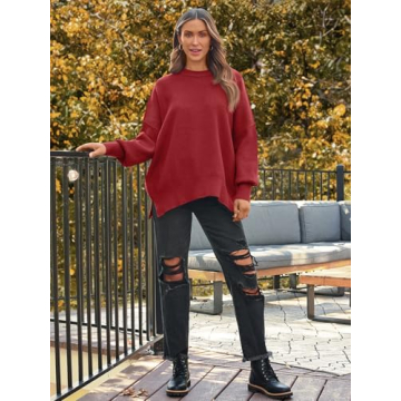 LILLUSORY Women’s Oversized Batwing Sweater for Fall