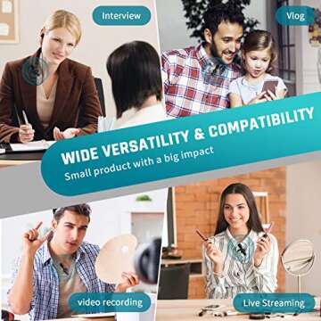 Wireless Lavalier Microphone for iPhone iPad, Leereel Plug-Play Wireless Lapel Mic for Recording TikTok YouTube Live Stream - 3 Level Noise Reduction, Auto Sync, No APP & Bluetooth Needed