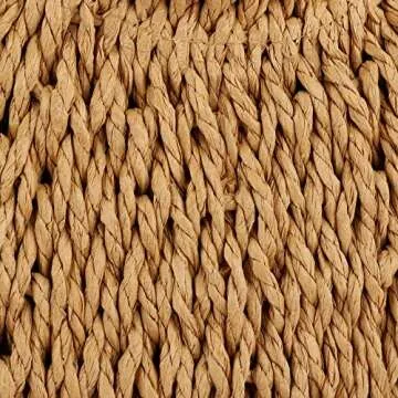 Rattan Handmade Straw Tote Handbag Beach Shoulder Bag Summer Beach Rattan Bag Straw Bag (Brown)