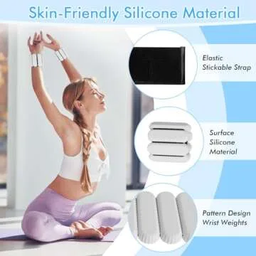 Wrist Ankle Weights for Women, Adjustable Ankle Weights Strength Training Silicone Bracelets Workout Wrist Ankle Weights for Men Women Yoga Running Dance Ankle Arm Leg Weights (2lb Grey)