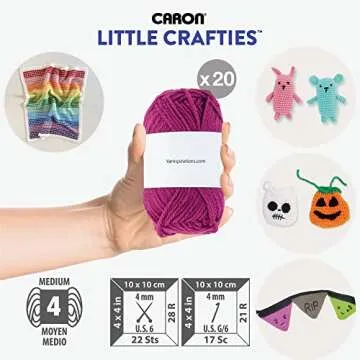 Caron Little Crafties Acrylic Mini Yarn Multipack 20 Count (Pack of 1) – Knitting, Crocheting & Art Projects – Machine Washable & Dryable – Durable Light Weight Yarn Kit