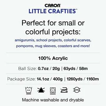 Caron Little Crafties Acrylic Mini Yarn Multipack 20 Count (Pack of 1) – Knitting, Crocheting & Art Projects – Machine Washable & Dryable – Durable Light Weight Yarn Kit