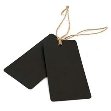 G2PLUS Black Gift Tags - 100PCS Blank Hang Tags with String