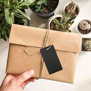 G2PLUS Black Gift Tags - 100PCS Blank Hang Tags with String
