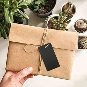 G2PLUS Black Gift Tags - 100PCS Blank Hang Tags with String