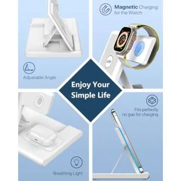 EXW Wireless Charger, 3 in 1 Charging Station for Apple Devices, Fast Wireless Charger Stand for iPhone 16 15 14 13 12 11 Pro Max XR XS 8,Apple Watch and AirPods (Not Adapter) (Milk White)