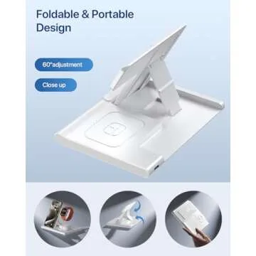 EXW Wireless Charger, 3 in 1 Charging Station for Apple Devices, Fast Wireless Charger Stand for iPhone 16 15 14 13 12 11 Pro Max XR XS 8,Apple Watch and AirPods (Not Adapter) (Milk White)