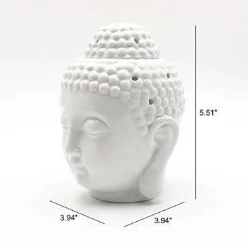 Translucent Ceramic Buddha Head Statue Oil Burner Aromatherapy Diffusers Home Decor - White