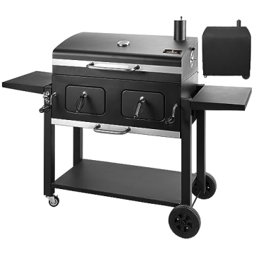 Large Charcoal BBQ Grill with Adjustable Trays