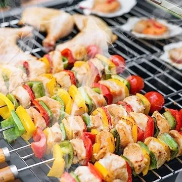 Large Charcoal BBQ Grill with Adjustable Trays