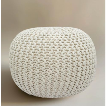 Stylish COTTON CRAFT Round Dori Pouf - Versatile Footrest