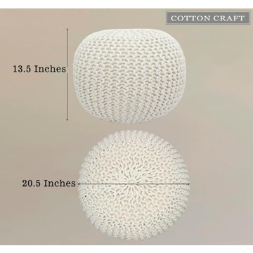 Stylish COTTON CRAFT Round Dori Pouf - Versatile Footrest