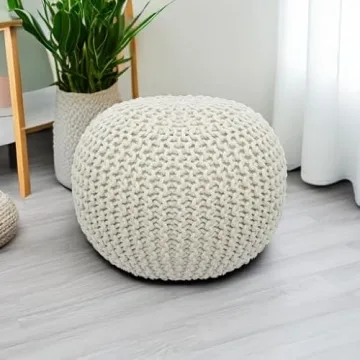 Stylish COTTON CRAFT Round Dori Pouf - Versatile Footrest