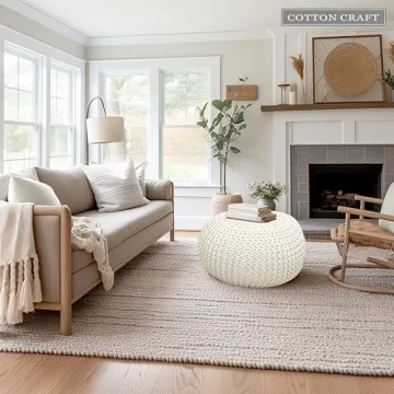 Stylish COTTON CRAFT Round Dori Pouf - Versatile Footrest