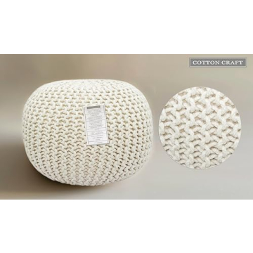 Stylish COTTON CRAFT Round Dori Pouf - Versatile Footrest