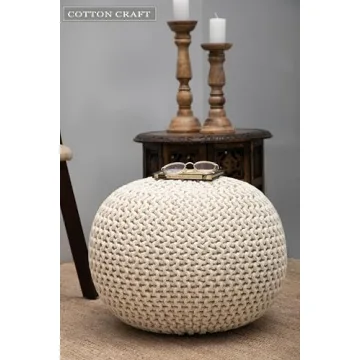 Stylish COTTON CRAFT Round Dori Pouf - Versatile Footrest