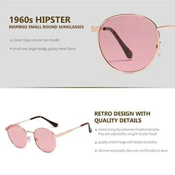 Freckles Mark 60s Vintage Round Sunglasses with UV400 Protection