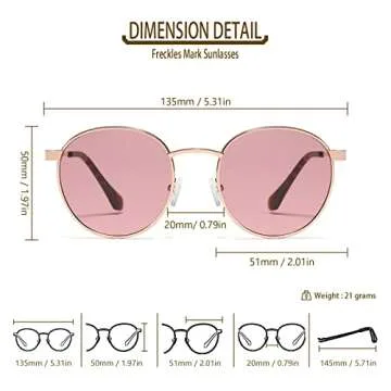 Freckles Mark 60s Vintage Round Sunglasses with UV400 Protection
