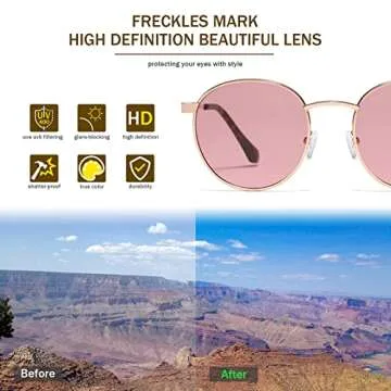 Freckles Mark 60s Vintage Round Sunglasses with UV400 Protection