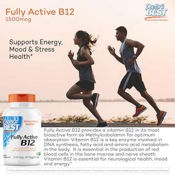 Doctor's Best Fully Active B12 1500 mcg, Non-GMO, Vegan, Gluten Free, Supports Healthy Memory, Mood and Circulation, 60 Count