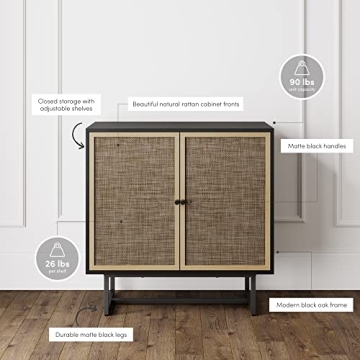 Stylish Nathan James Kova Rattan Wood Storage Cabinet