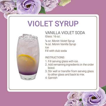 Monin - Violet Syrup, Mild and Floral, Great for Cocktails and Sodas, Gluten-Free, Non-GMO (750 ml)