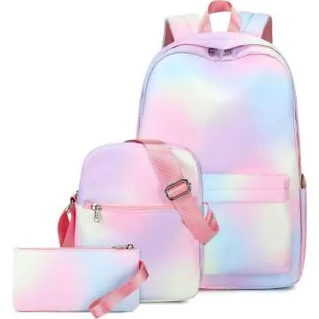 Rainbow Backpack Set for Teen Girls - Stylish School Gear
